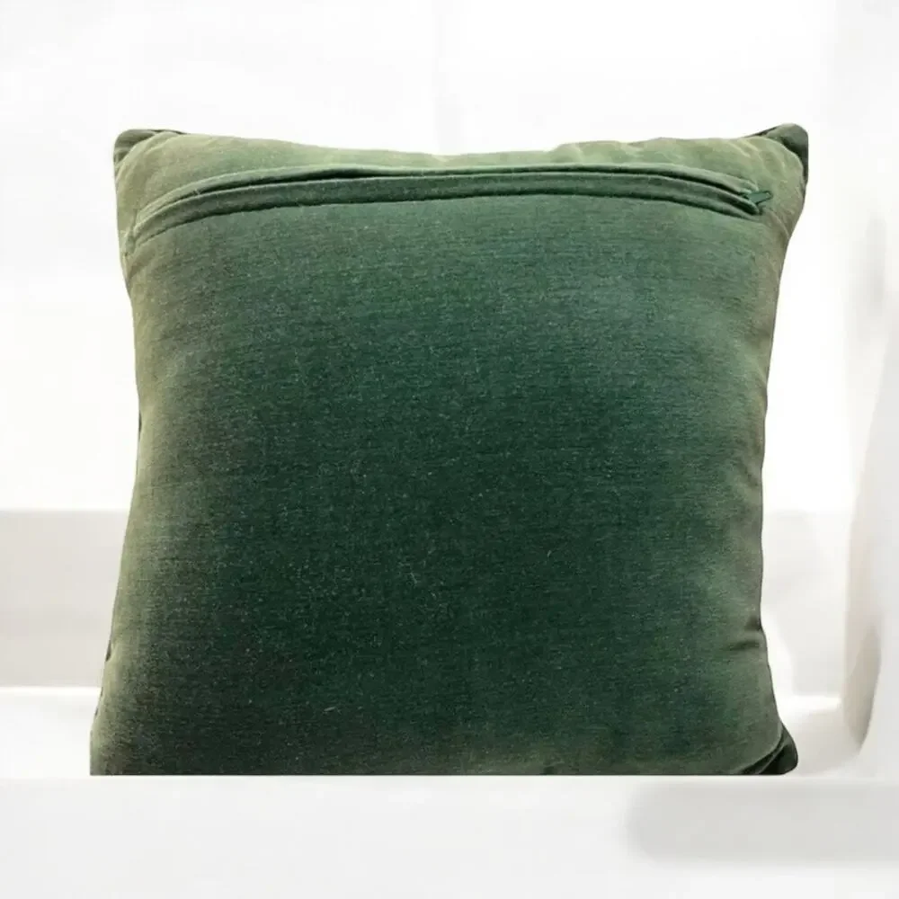 Vintage Needlepoint pillow fruit theme 13x13 green velvet back zipper collectibl